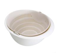 Aprilsunnyzone Panier à linge rotatif double couche avec bac de vidange supérieur et bassin inférieur de collecte d'eau pour la cuisine et la préparation des aliments (beige)