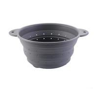 Aprilsunnyzone Panier en silicone qui se replie à plat pour un rangement pratique tout en soutenant le lavage des fruits et légumes et l'égouttage des pâtes chaudes (grand gris)