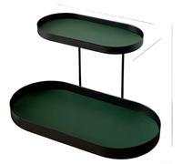 Aprilsunnyzone Plateau de salle de bain vintage à 2 étages en fer pour cosmétiques, bijoux et articles de toilette sur comptoir ou commode (C)