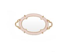 Aprilsunnyzone Plateau ovale miroir pour l'organisation des essentiels de beauté avec contour rétro élégant et sous-couche de protection en velours pour S plat (plateau nuage-rose)