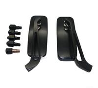 Aprilsunnyzone Rétroviseur de moto avec aspect rétro classique et boîtier en alliage d'aluminium, verre bleu clair, convient pour et plus encore (verre blanc noir)