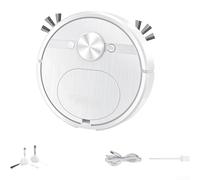 Aprilsunnyzone Robot aspirateur intelligent 3 en 1 avec prise en charge de l'aspiration et du balai rechargeable par USB pour le salon, la chambre à coucher (8023 blanc)