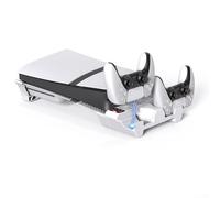 Aprilsunnyzone Station de refroidissement horizontale au design élégant pour PS5 Pro Slim avec double chargeur intégré et ventilateurs réglables