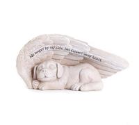 Aprilsunnyzone Statue de jardin en forme de chien ange avec lumière solaire - Décoration commémorative pour animaux de compagnie - Figurine décorative en résine pour jardin, cour, terrasse, pelouse