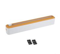 Aprilsunnyzone Support en plastique à ventouse pour film étirable pour cuisine, coupe-papier alimentaire avec deux têtes de coupe en acier inoxydable pour une coupe efficace et lisse (A)