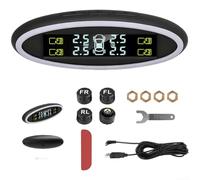 Aprilsunnyzone Système de surveillance de la pression des pneus TPMS sans fil alimenté par batterie avec écran LCD offrant des lectures de pression et de température en temps réel pour différents