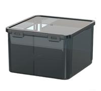 Aprilsunnyzone Unité de rangement à outils empilable à deux couches avec 34 compartiments à compartiments, séparateurs amovibles et couvercle transparent pour plus de visibilité (grande boîte carrée)