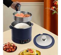 Apriltop 1500W 220V Mijoteuse électrique, Cuiseurs à Riz Low Sugar 3L pour 1 à 3 Personnes, Cuve Intérieure en Acier Inoxydable 304, Appareil électroménager Cuisine, 26.5x23.5cm (Bleu)