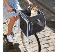 Apriltop 36x 25x36cm Panier de Vélo Avant pour Chien, Capacité de Charge 6,5 Kg, Sac de Voyage Animaux, avec Bandoulière et Fenêtre Grillagée, pour Chats et Chiens (Noir)