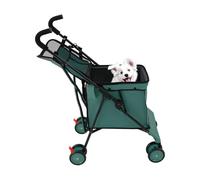 Apriltop Poussette pour Animaux de Compagnie Pliable, Capacité de Charge 70Kg, Poussette pour Chien et Chat, avec une Roue Avant Pivotante à 360 Degrés (Roue Arrière équipée D'un Frein) (Vert)