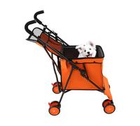 Apriltop Poussette pour Animaux de Compagnie Pliable, Capacité de Charge 70Kg, Poussette pour Chien et Chat, avec une Roue Avant Pivotante à 360 Degrés (Roue Arrière équipée D'un Frein) (Orange)