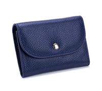 AprinCtempsD Porte-Monnaie Petit en Cuir Véritable Porte-Cartes de Visite Portefeuille Mini Porte-Cartes Zippé Zip pour Femme Fille (Bleu)