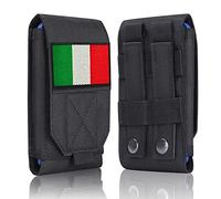 Aprocase Étui tactique Molle étanche pour téléphone portable - Pour iPhone 11 12 13 Pro Max Samsung S22 S21 S20 FE Note 20 A02S Moins de 17 cm - Avec 1 patch drapeau de l'Italie, Noir
