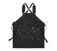 Apron With Pockets, Heavy Duty Waxed Canvas Tool Apron With Cross-Back Straps, Adjustable Tool Kitchen Waterproof Accessories For Men Women Carpenter Woodworker Kitchen Cooking Chef Grilling, Noir