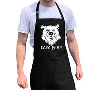 ApronMen Papa Ours BBQ Grill Tablier ou Grand-père avec Haute qualité Poly/Coton 4 Poches Utilitaires, Cou réglable et Extra Longue Taille Ties Tablier Noir Taille Unique