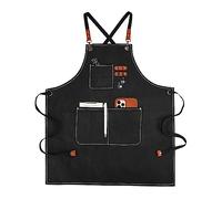 APRONPANDA Tabliers de travail en toile pour homme avec poches, sangle réglable et grandes poches, tablier de cuisine, Noir , 26.5 x 30 IN