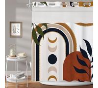 APROPHIC Rideau de douche bohème, avec doublure à boutons-pression, style médiéval, vintage, bohémien, haut en maille transparente, ourlet lesté, bâche de salle de bain, 180 x 180 cm