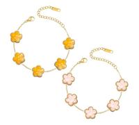 APRRMLIZW Ensemble De Bijoux Trèfle À Quatre Feuilles, 2 Pièces Bracelet Trèfle À Cinq Feuilles Bracelet Trèfle À Quatre Feuilles Design Élégant Pour L'anniversaire, Noël, Saint Valentin