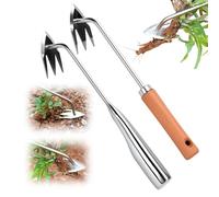 AprYew Extracteur de mauvaises herbes manuel pour jardin et pelouse - Désherbeur robuste à 3 griffes en acier au manganèse avec poignée pour un retrait facile des mauvaises herbes dans le jardin, la