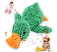AprYew The Mellow Dog - Canard apaisant pour chiens, jouet interactif à mâcher pour chiens d'intérieur avec couineur doux, jouet interactif pour chien d'intérieur (vert)