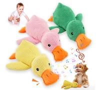 AprYew The Mellow Dog - Lot de 3 canards apaisants pour chiens, jouet interactif à mâcher pour chiens d'intérieur avec couineur doux, jaune durable