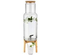 APS 10435 Nordic Wood Support pour boissons avec robinet en acier inoxydable et couvercle en liège Blanc 23 x 23 cm Hauteur 60,5 cm Volume 7,5 l Transparent 7,5 l