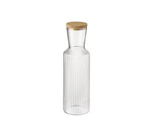 APS 10726 Carafe en verre « Lines » -1 l - Diamètre : 9 m - Hauteur : 27,5 cm - Couvercle en liège