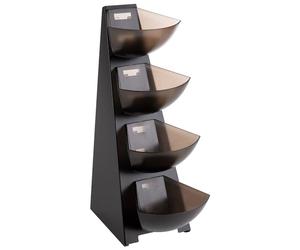 APS 11414 Étagère de cuisine, structure en acier inoxydable 18/0, distributeur de portions en plastique, volume par bac : 1 litre, 4 niveaux