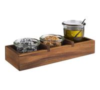 APS 11727 Boîte en Bois « Table », Organiseur de Table, 3 Compartiments (6,5 x 6,5 cm), 23,5 x 8,5 cm, Hauteur 4,5 cm, Bois d'acacia