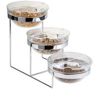 APS 11795 Présentoir pour Buffet du Dimanche, Lot de 3 Bols en Verre (2,5 l), 3 couvercles rabattables et 1 Support métallique, 61 x 24 x 35 cm, 3 Bols