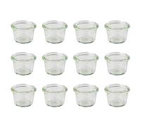 APS 12 pots originaux WECK 35 ml, Ø 5 cm, H : 3,5 cm, forme linteau sans couvercle, pot de conservation, pot décoratif, pot à dessert, pot de stockage, lavable au lave-vaisselle