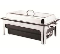 APS 12225 Chafing Dish en acier inoxydable poli avec régulateur de température, poêle profonde et support de couvercle, 62 x 36 x 29 cm, 14 ltr