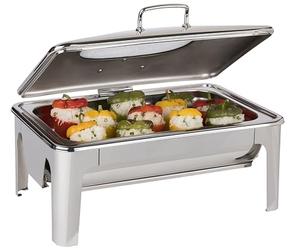 APS 12322 Chafing Dish "EASY INDUCTION", Couvercle en verre, convient exclusivement aux plaques de cuisson à induction, Récipient alimentaire GN 1/1 (profondeur 65 mm), 9 litres, 60 x 42 x 30 cm