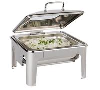APS 12323 Chafing Dish « EASY INDUCTION », couvercle en verre, convient exclusivement aux plaques à induction, récipient GN 2/3 (profondeur 65 mm), 5,5 litres, 42 x 41 x 30 cm, acier inoxydable