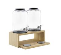 APS 14016 Distributeur de boissons « VALO », socle également en bois de chêne (vernis imperméable), 2 récipients en verre (7 litres), robinets en acier inoxydable