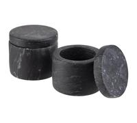 APS 15920 Lot de 2 boîtes à marmorder, en marbre, diamètre : 6 cm, hauteur : 5 cm, capacité : 40 ml, Gris