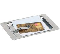APS 30110 Plateau à facture, avec pince, acier inoxydable, 17 x 11 cm, hauteur 1 cm