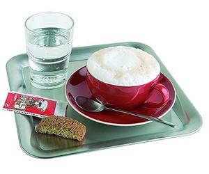 APS 30119 Plateau de service KAFFEEHAUS, 23 x 23 cm, acier inoxydable, poli mat, bord roulé