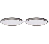 APS 30148 Plateau de Service Maison de café Ø 27 cm, Acier Inoxydable Poli Miroir, Bord roulé (Lot de 2)
