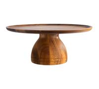 APS 33297 Plateau de service et à gâteaux « ACACIA », Ø 38,5 cm, hauteur 16 cm, dessous protégeant les meubles, bois d'acacia