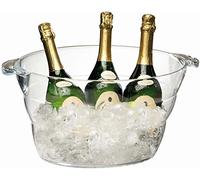 APS 36057 Seau à vin/à champagne, refroidisseur de bouteilles, 47 x 28 cm, hauteur 23 cm, 10 litres, convient pour jusqu'à 6 bouteilles, acrylique, verre transparent