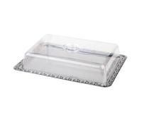 APS 38202 Plateau avec couvercle, 42 x 31 cm, hauteur 8 cm, acier inoxydable 18/0, couvercle en polystyrène, lavable au lave-vaisselle, fabriqué en Allemagne