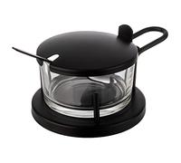 APS 40333 Parmesan-Menage Classic avec cuillère, récipient en verre dans un cadre en acier inoxydable, Ø 11 cm