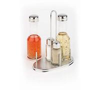 APS 40440 Ménagère CLASSIC, 14,5 x 8,5 cm, hauteur 23 cm, Set comprenant : bouteille de vinaigre et d'huile, support en acier inoxydable