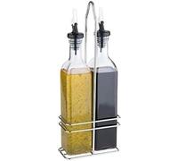 APS, Burette pour vinaigre et huile, récipient en verre avec couvercle et bec verseur en PE anti-goutte, burette en verre, 34 cm de haut pour 0,50 litres chacune