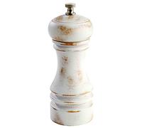 APS 40536 Moulin à sel "Professional Vintage", (Ø x H) : 5,5 x 15 cm, 200 g, Moulin à épices en bois de hêtre, broyeur en acier inoxydable, degré de mouture réglable en continu, blanc