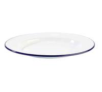 APS 40664 Assiette « ENAMELWARE », Ø 20 cm, hauteur 2 cm, tôle d'acier émaillée, blanche avec bord bleu