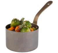 APS 40782 Pot de service/casserole à manche SNACKHOLDER, acier inoxydable, Ø 9,5 cm, hauteur 5,5 cm, 0,3 litre, aspect acier inoxydable vieilli