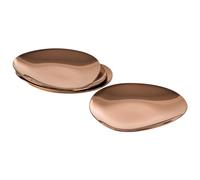 APS PEBBLES 40794 Lot de 4 assiettes en acier inoxydable avec revêtement PVD, 9 x 9 cm, hauteur 1 cm, aspect cuivre
