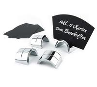 APS 6 cartes Support, 18tlg. env. 3,8 x 2,5 cm, hauteur 2 cm métal hartverchromt 12 étiquette Cartes (env. 10 x 5,7 cm Plastique, noir)
